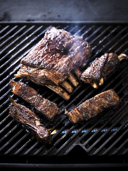 Rhubarb and balsamic lamb riblets